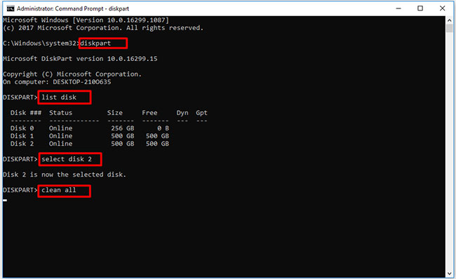 Xóa file thông qua Command Prompt