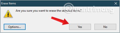 Thông báo xác nhận bạn có chắc chắn muốn xóa tệp vừa chọn không