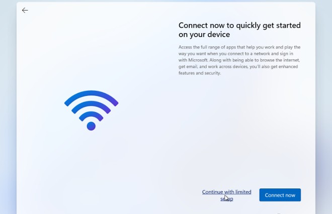 Nhấn "Continue with limited setup"